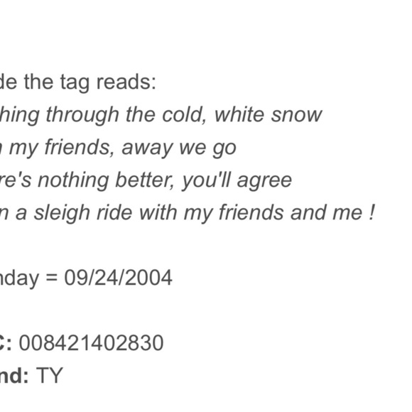 Ty White Teddy Bear with Red Bow - Picture 4 of 4